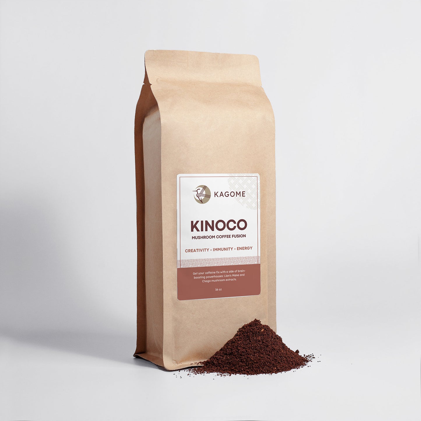 Kinoco Mushroom Coffee Fusion - Coffee ground with Lion’s Mane & Chaga 16oz